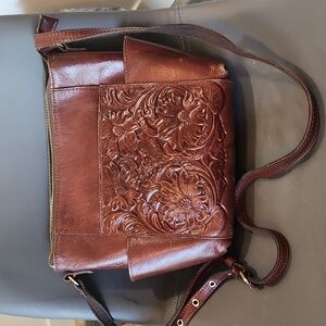 Patricia Nash Leather Aveley Tote - British Tan Tooled British Tan Tooled Gold